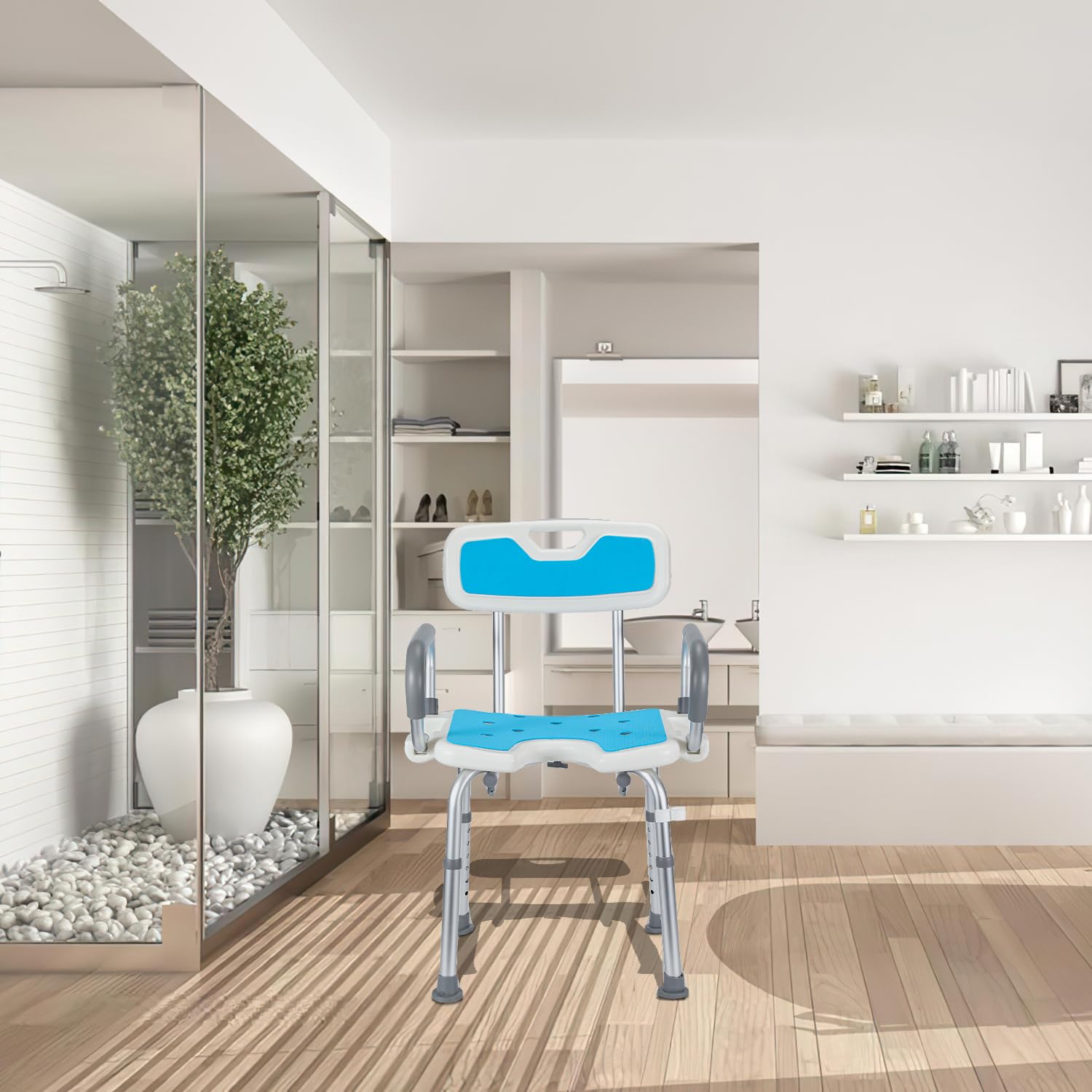 Taboret prysznicowy 36-51 cm, z regulacją wysokości, stabilny pomocnik prysznicowy, antypoślizgowa deska prysznicowa z podłokietnikami, siedzisko łazienkowe dla seniorów, kobiet w ciąży, osób