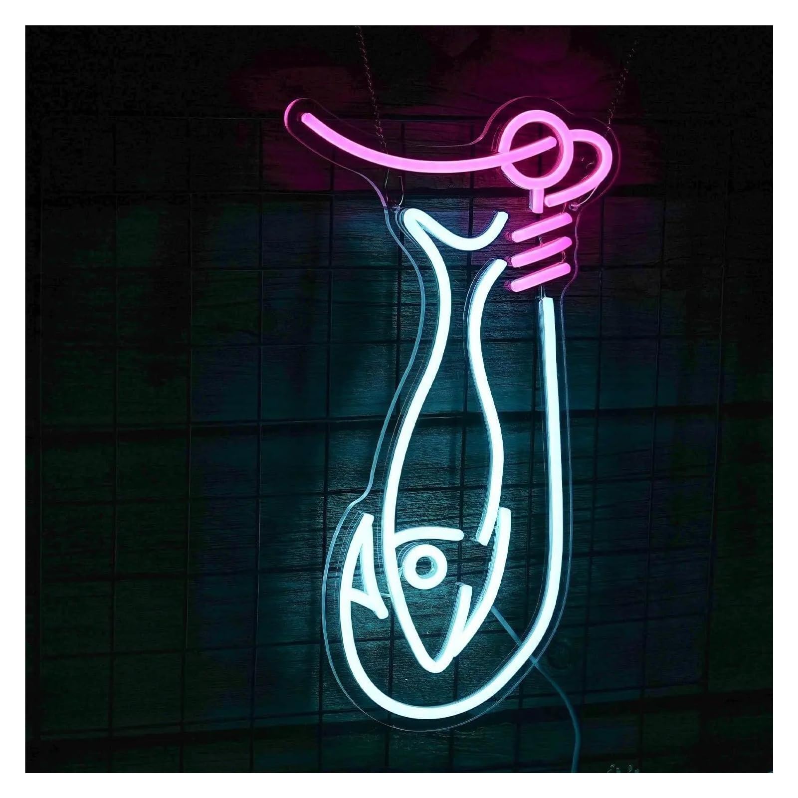 LEMST Sign Lamp Fish Hook Neon Sign, USB Powered Dimmable for Club Living Room Men Cave Yacht Decoration 24cmх42.5cm