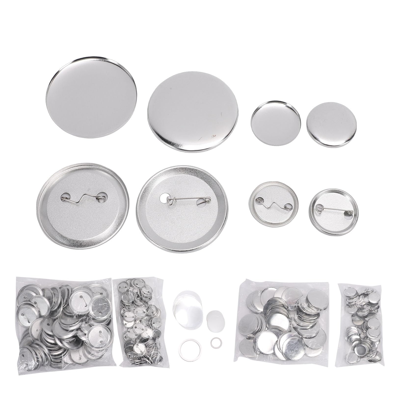 SEAFRONT Creatore di Bottoni Kit di Bottoni Metallici Vuoti Parti di Badge in Lega di Alluminio da 2,28 Pollici e 1,26 Pollici 200 Set 2 Dimensioni per Eventi Scolastici Artigianato Creazione di