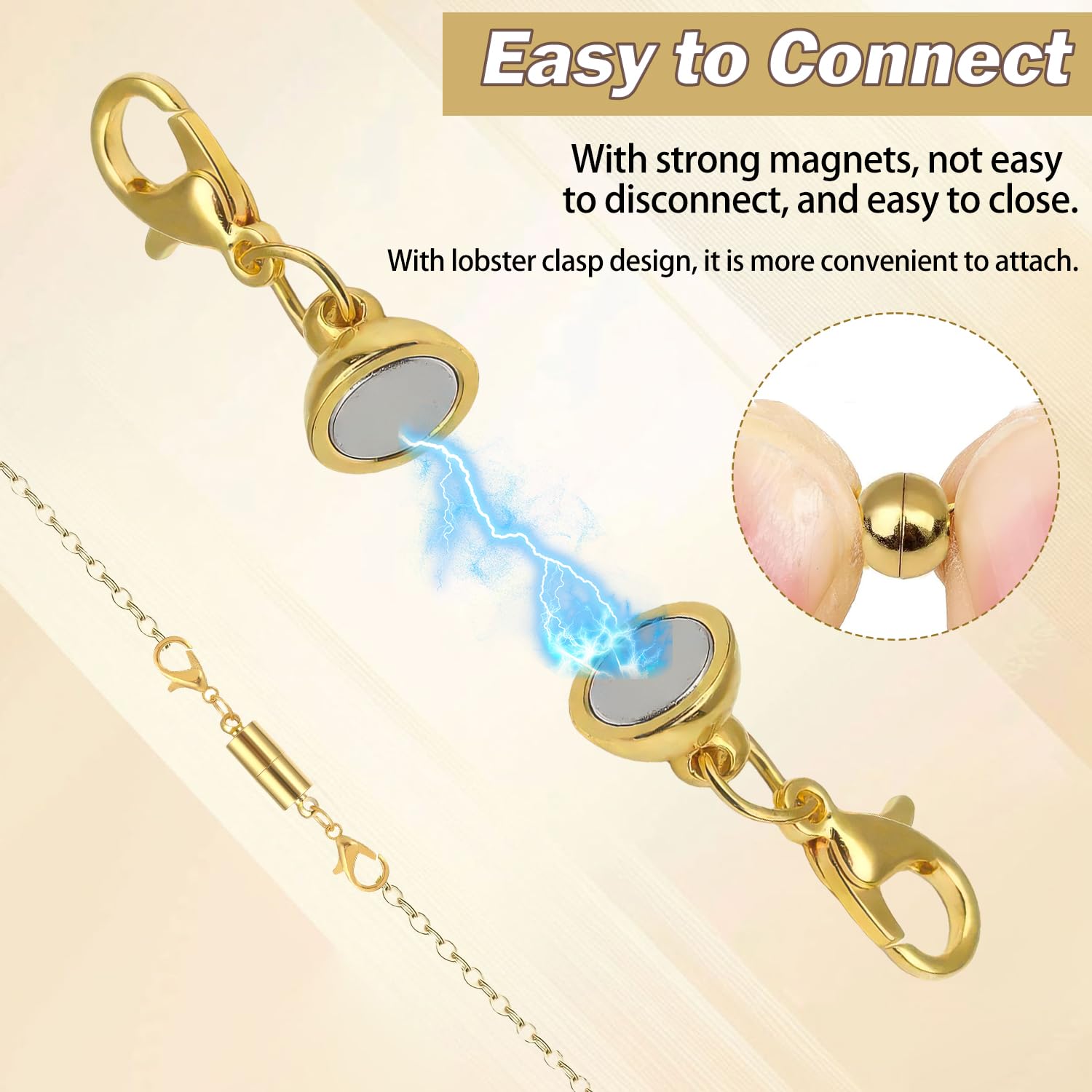 6 Pezzi Fermaglio Magnetico per Collane e Braccialetti - Chiusure per Gioielli Artigianali (Argento, Oro)
