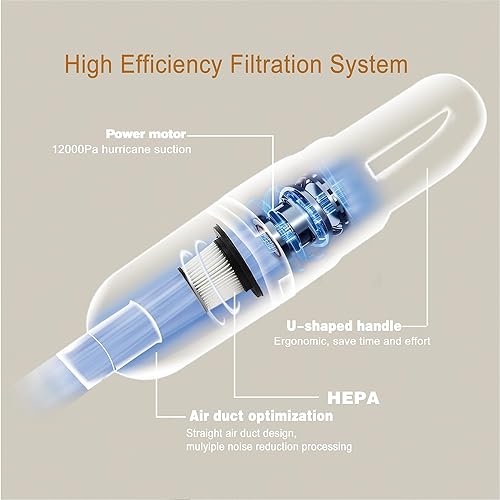 Miniatura 7 de Aspiradora de mano, aspiradora ligera 6 en 1 con potente motor de 100 W y pantalla LED, aspiradora portátil de mano para el hogar, alfombra de piso