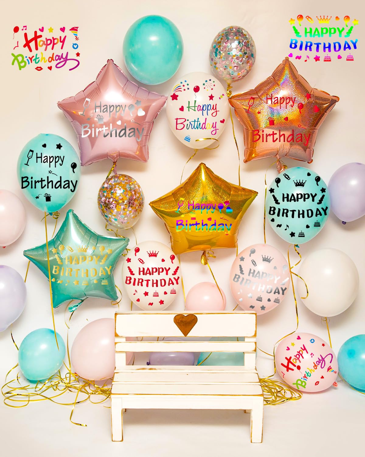 Naklejki urodzinowe z balonami, 15 szt., przezroczyste naklejki na balony bobo, naklejki PCW, samoprzylepne na uroczystości urodzinowe, wystrój domu, rekwizyty do fotobudki (kolor )