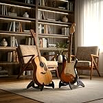 GUITTO Guitar Stand Tripod Adjustable Classic A-Frame Stand Universal for Acoustic and Bass Electric Guitars Folding Floor Travel Stand Small Single Holder (GGS-01)