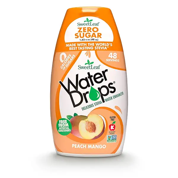 SweetLeaf Water Flavoring Drops- Stevia Water Enhancer, Sugar Free, Zero Calorie Water Additive for Flavor, Contains Monk Fruit Extract, Gluten Free, Keto Friendly- Peach Mango, 1.62 Fl Oz (Pack of 1) 1