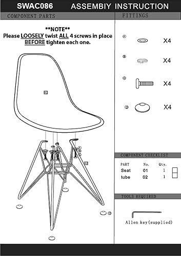 Miniatura 8 de Mid-Century - Silla de comedor lateral transparente con base cromada (juego de 2)
