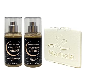 Bath & Body Works Into The Night 2 Piece Mini Fragrance Mist Bundle with a Natural Oats Sample Soap - Travel Size