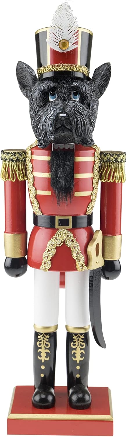 Clever Creations Black Schnauzer Dog 14 Inch Traditional Wooden Nutcracker, Festive Christmas Décor for Shelves and Tables