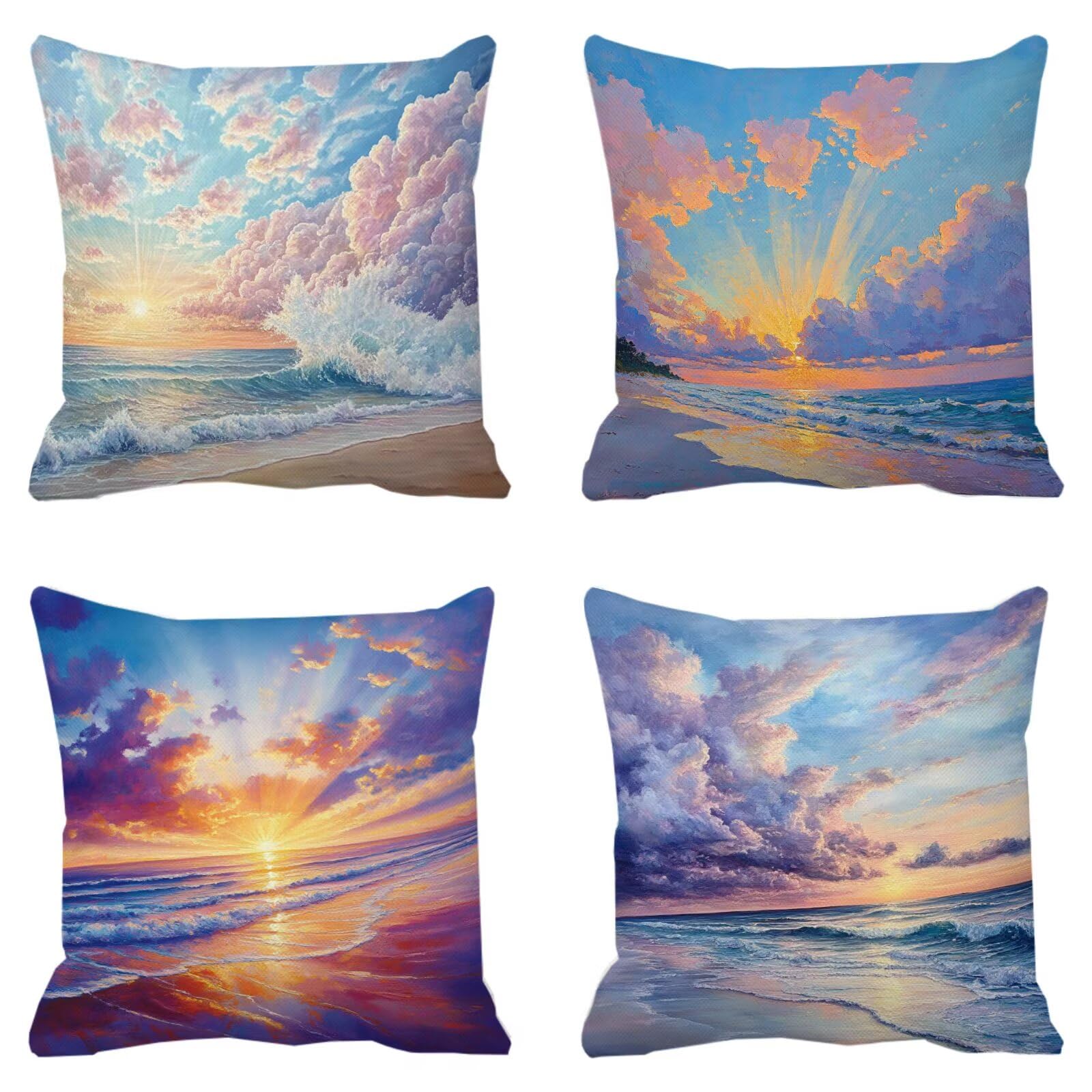 Cojines Sofa Fundas Cojines 60x60cm SúPer Suave Cojin Color naranja Atardecer Juego de 4, Fundas Almohada Impermeable Exterior, Interior Y Exterior Cojin Decorativos, Para SalóN Regalos NavideñOs P-65