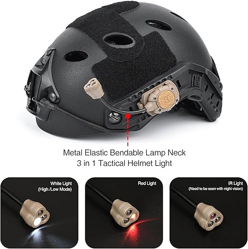 Miniatura 2 de Luz táctica militar para casco con lámpara LED IR + roja + blanca, luz de señal de supervivencia con 4 accesorios de montaje para casco Fast Mich