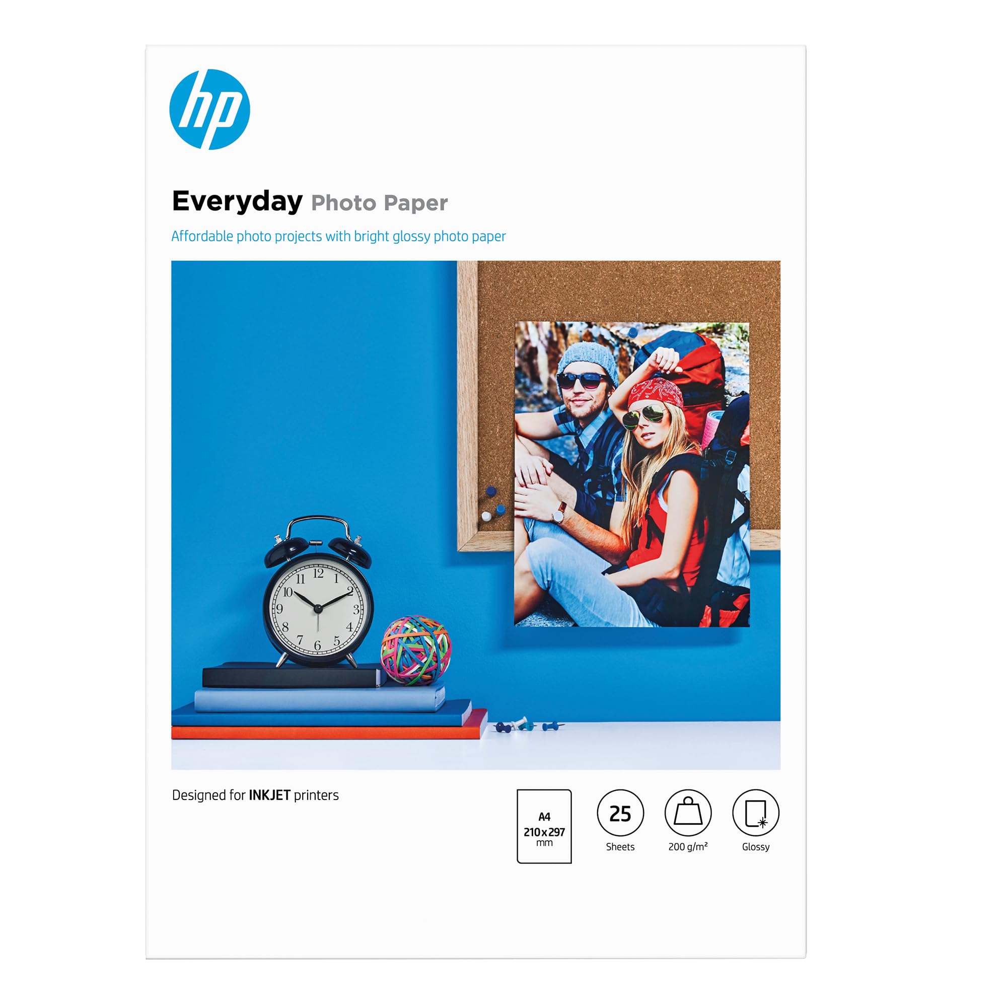 HP Everyday Photo Paper | Glossy | A4 (210 x 297 mm)| 25 sheets | 200 g/m2 | Works with inkjet printers | White | Q5451A