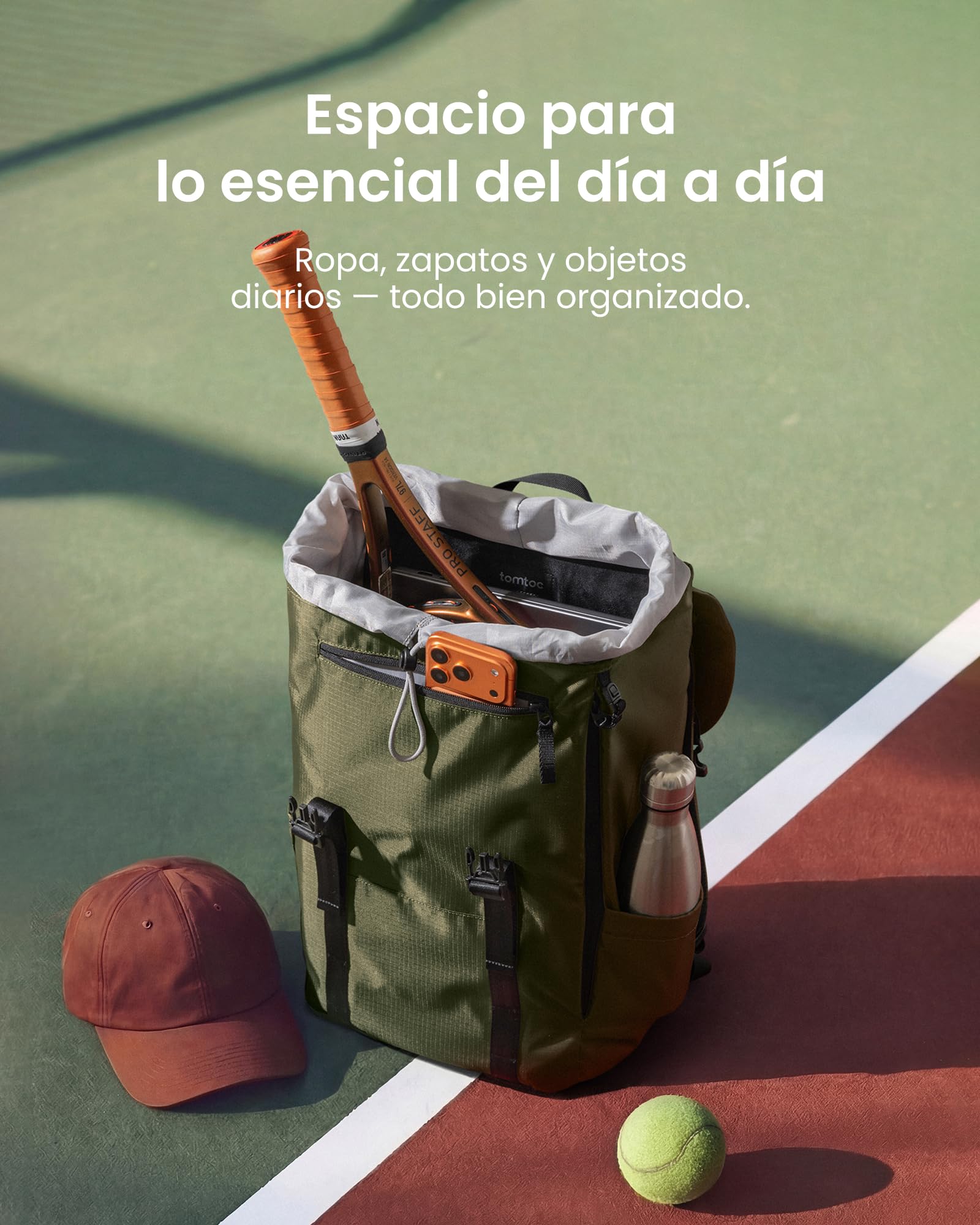 tomtoc Mochila para Portátil 22L, Mochila Vintage Ligera y Resistente al Agua para Escuela, Universidad, Trabajo, Viajes y Uso Diario, para Hombre y Mujer, Compatible con Portátiles de 13-16 Pulgadas