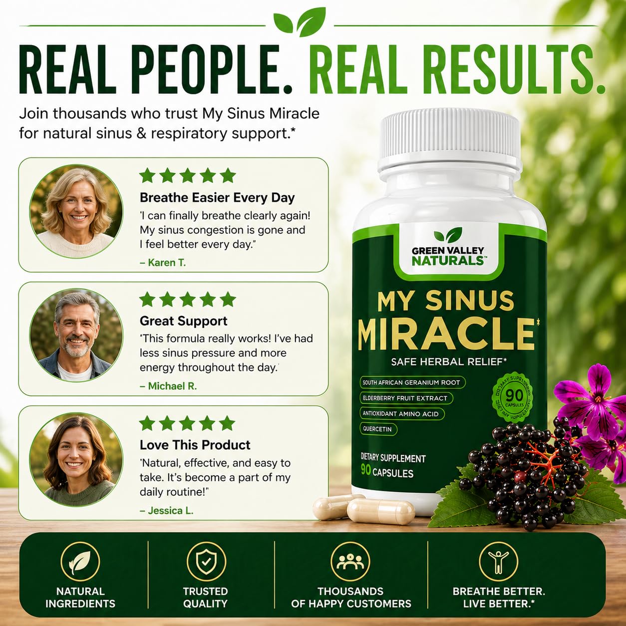 GREEN VALLEY NATURALS My Sinus Miracle – Sinus & Nasal Support Supplement with South African Geranium, Quercetin, Elderberry & NAC | Respiratory & Seasonal Support | 90 Capsules — Amazon image 9