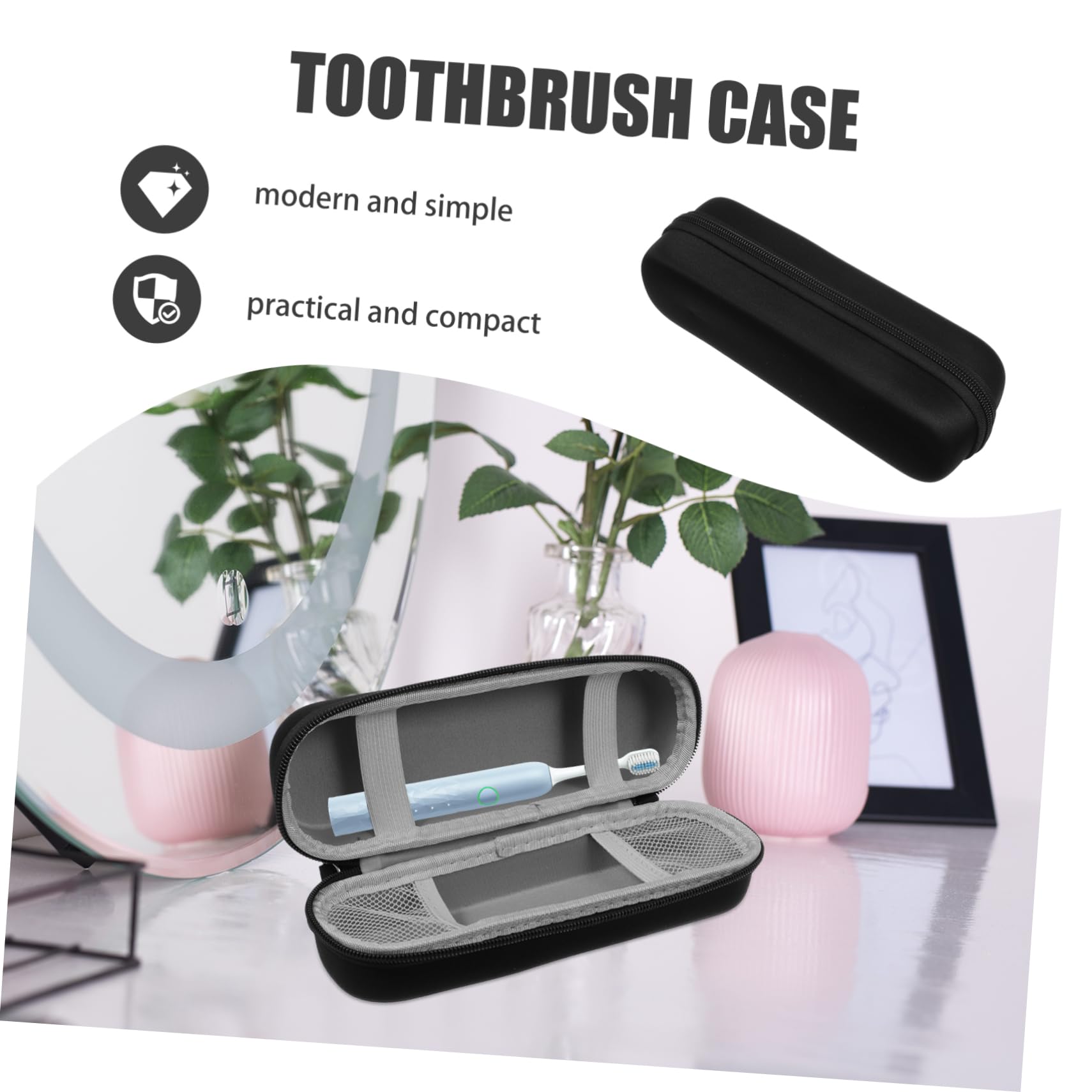 VALICLUD 5 Pezzi Porta di viaggio per spazzolino Titolare Porta di spazzolino da denti supporto magnetico parete porta spazzolino custodie per spazzolini da viaggio Caso di eva Nero