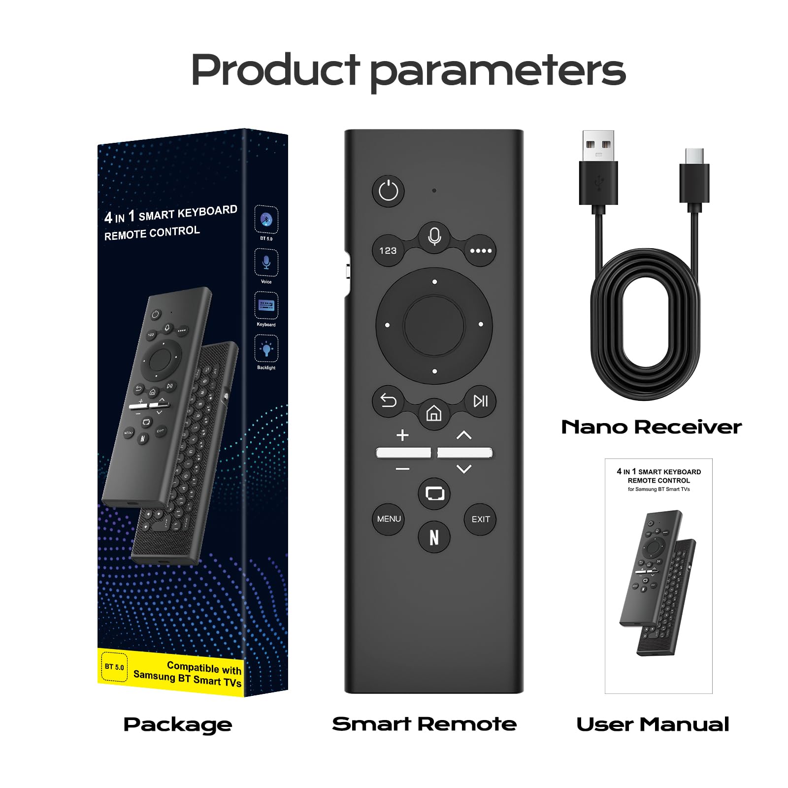Compatibile con Samsung Remote Control Smart TV Telecomando universale per Sam Sung TV con mini tastiera batteria ricaricabile retroilluminato pulsanti Rocker (G71 Pro)
