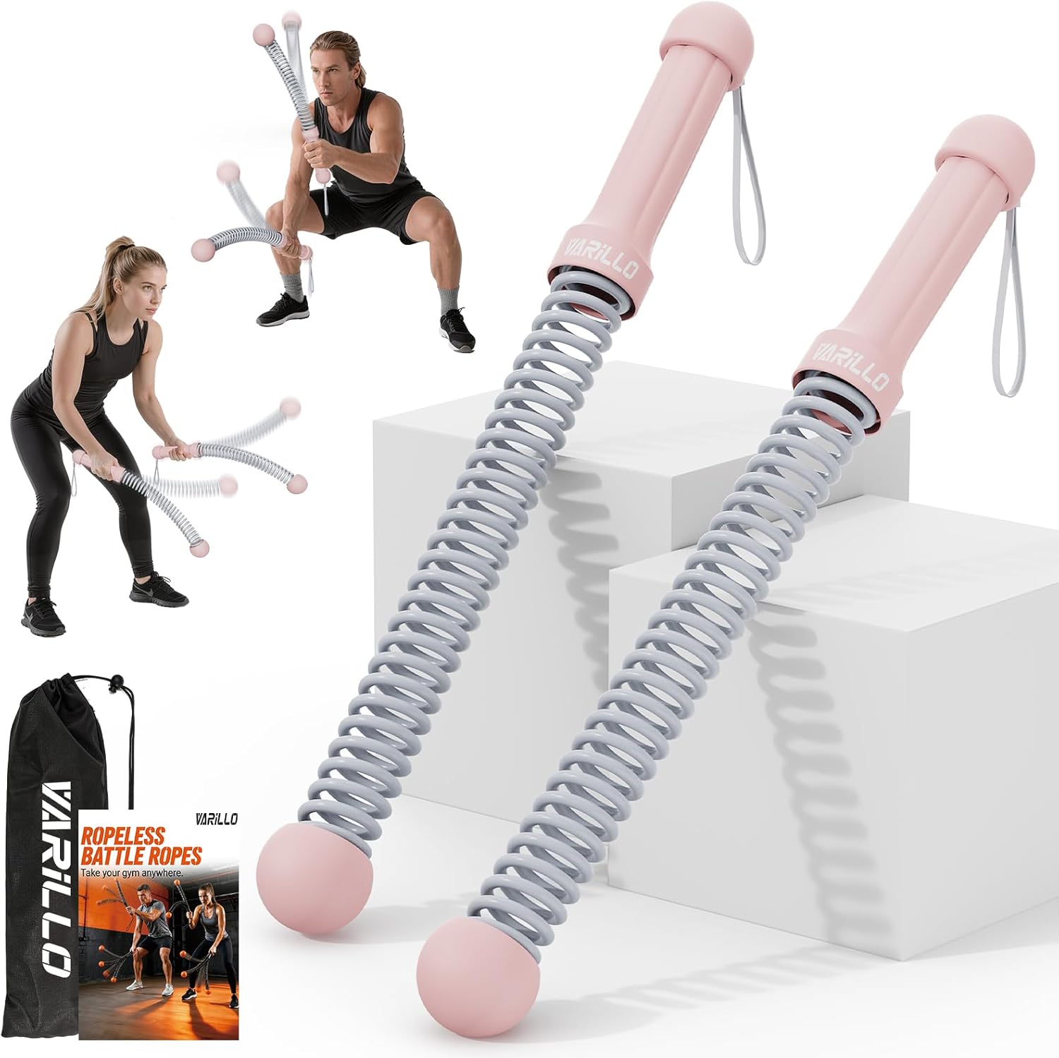 Ropeless Battle Ropes for Home Gym, Portable Cordless Weighted Battle Ropes with Storage Bag, High Calorie Burn for Men & Women, Fitness Equipment for HIIT & Low-Impact Aerobic Training