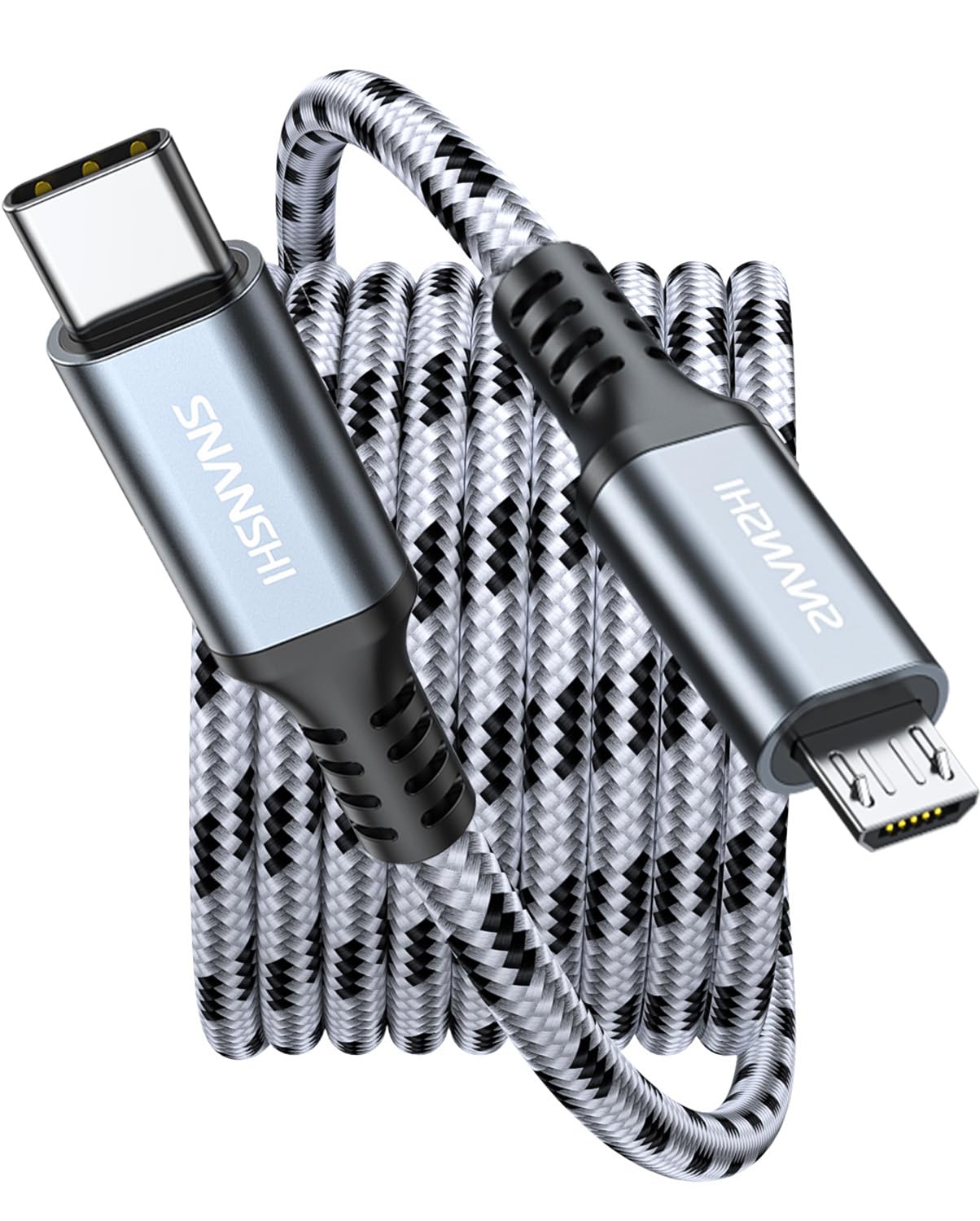 SNANSHI USB C to Micro USB Cable 3.3 ft - Nylon Braided Type C to Micro USB Charger Cord Support Charge & Sync Compatible with Ring Video Doorbell