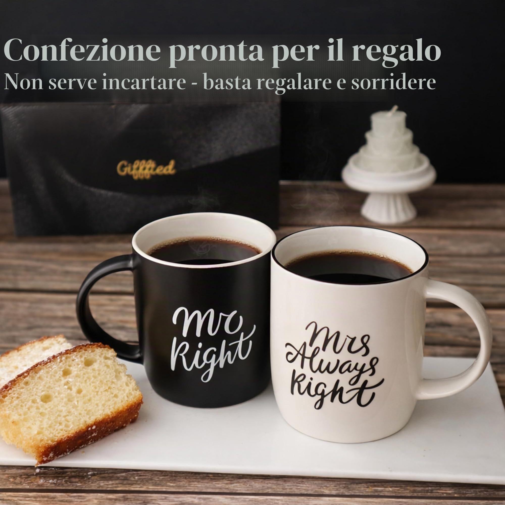 Triple Gifffted Tazza da caffè Mr Right Mrs Always Right, idea regalo per coppie, anniversario di matrimonio, fidanzamento, Natale, lui e lei, sposi, genitori, sposi novelli, addio al nubilato,