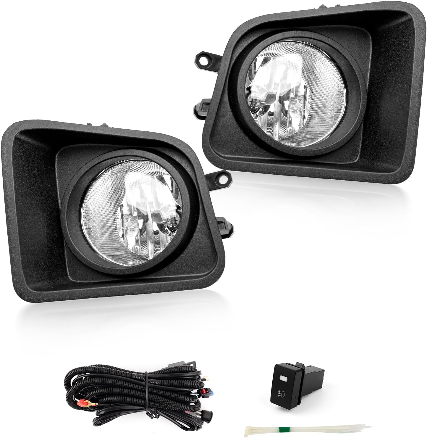 RP Remarkable Power, Fog Light for 2014 2015 2016 2017 2018 2019 Tundra with H16 12V 19W bulbs Wiring Harness& Switch Clear Lens Front Bumper Lamps Assembly