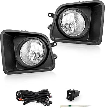 Fog Light for 2014 2015 2016 2017 2018 2019 Tundra with H16 12V 19W bulbs Wiring Harness& Switch Clear Lens Front Bumper Lamps Assembly