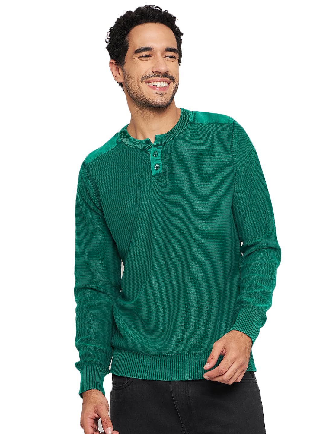 club york Men’s Henley Neck Green Sweater – Stylish Full Sleeve Knitted Pullover | Slim Fit Casual Winter Jumper for Men CYC1308_M-picture-22