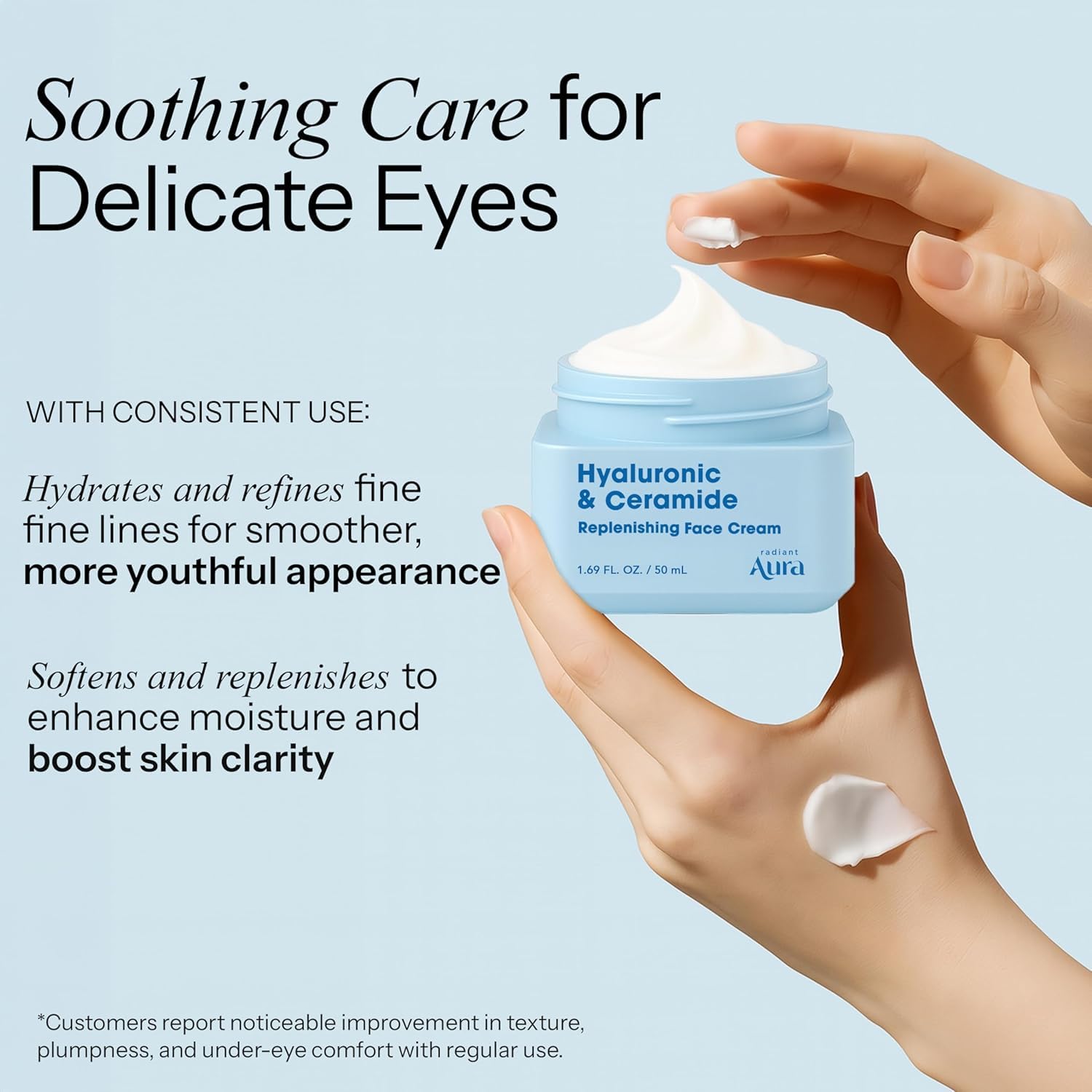 Hyaluronic Acid & Ceramide Face Moisturizer – Dermatologist Tested, Anti Aging, Korean Skin Care – Hydrating Face Cream, Softens Wrinkles, Non Greasy Feel – Vegan, Clean – 1.69 Fl. Oz - Image 3