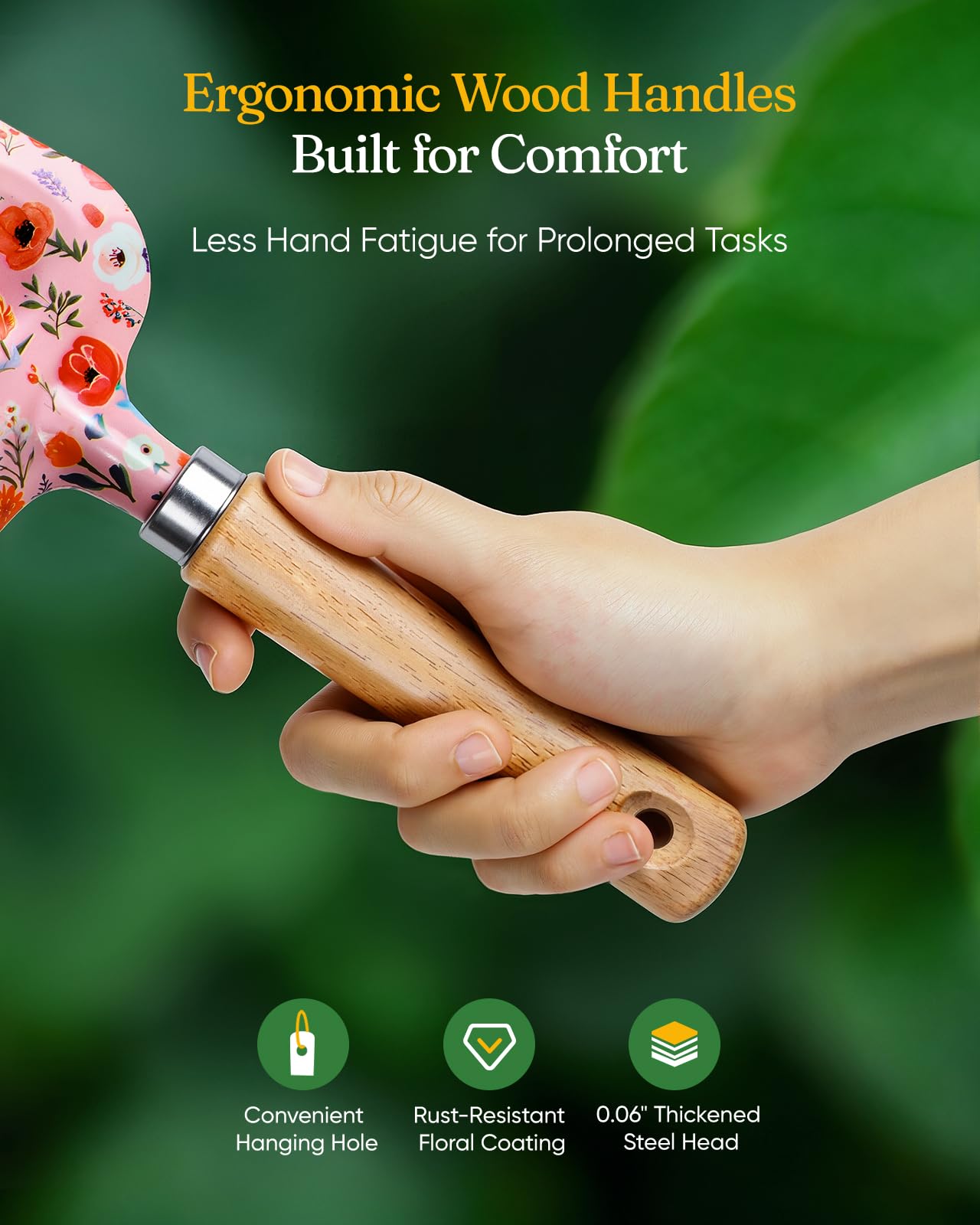 12-Piece Womens Gardening Tools Gift Set, Rust-Proof & Heavy-Duty Garden Tools with Durable Carrying Case, Fashionable & Thoughtful Gardening Gifts for Women&Men (Pink)