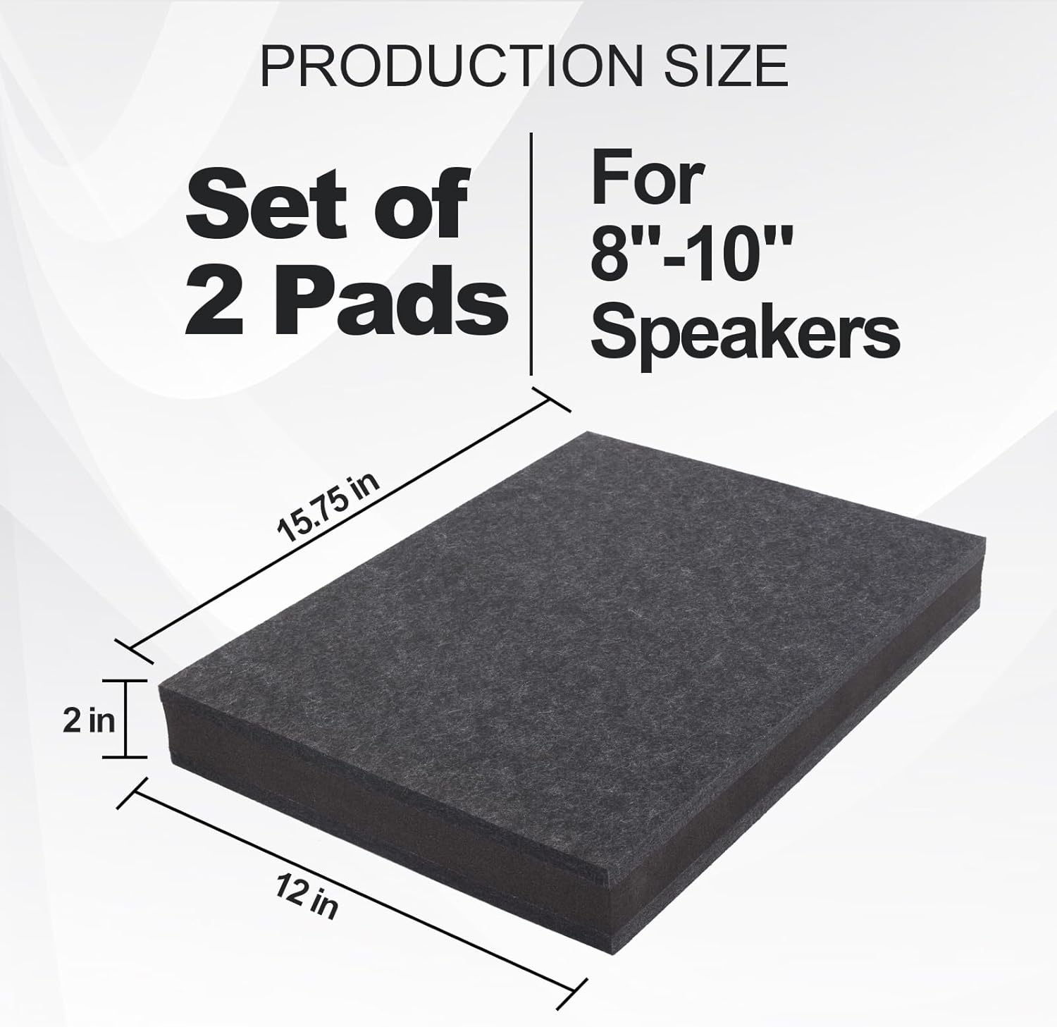 2-Pack 8''-10'' Studio Monitor Isolation Pads Speaker Isolation Pads - 2'' Thick 3-Layer Speaker Foam Riser Subwoofer Isolation Pad Subwoofer Stand for Vibration Reduction (15.75'' x 12'')