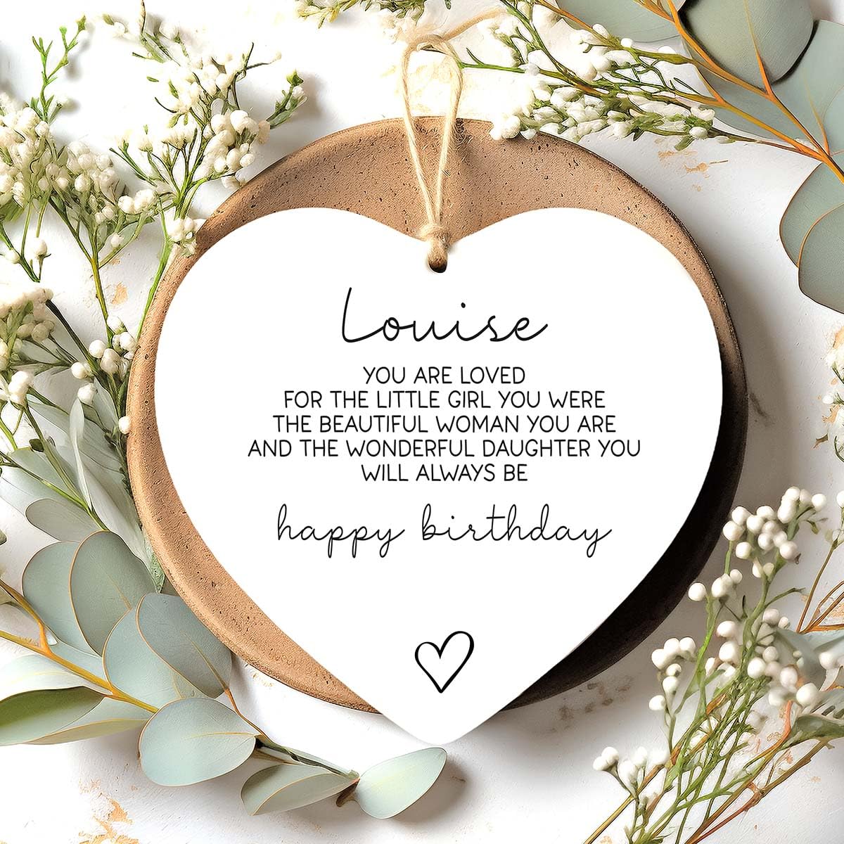 Colourbat Acrylic Heart Keepsake for Wonderful Daughter Personalised Happy Birthday Daughter