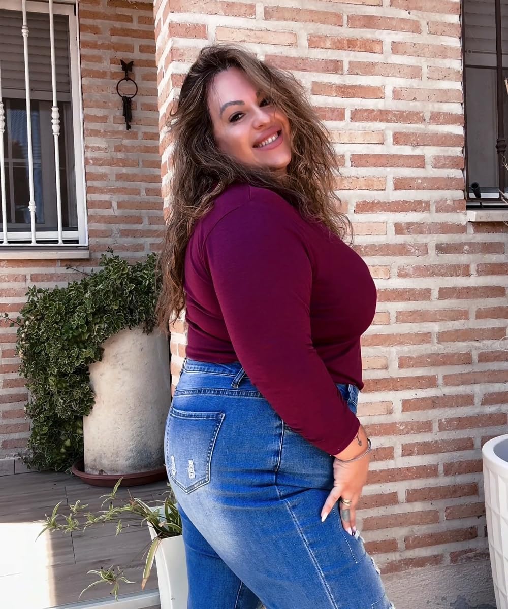 TIYOMI Plus Size Polo Shirts for Women V Neck Long Sleeve Business Collared Shirt Casual Loose Fit Fall Tops Blouse XL-5XL - Image 7