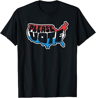 Please Vote Vintage USA Map 60 Style Voting Graphic T-Shirt