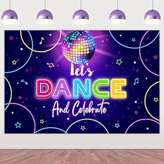 Disco Dance Party Decorations - Let's Dance and Celebrate Backdrop Musical Theme Party Supplies - Disco Ball Music Decors for Birthday, Bachelor, Teens and Adults