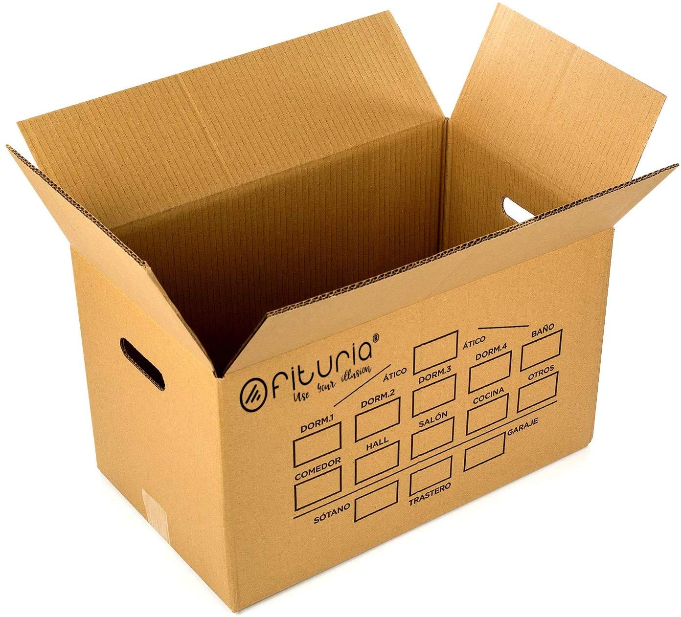 Pack 2 - Cajas Carton Mundanza 550x350x350mm (10 UNIDADES) Cajas de Carton Grandes de Canal Doble Extraresistentes con Asas Integradas, Fabricadas en España
