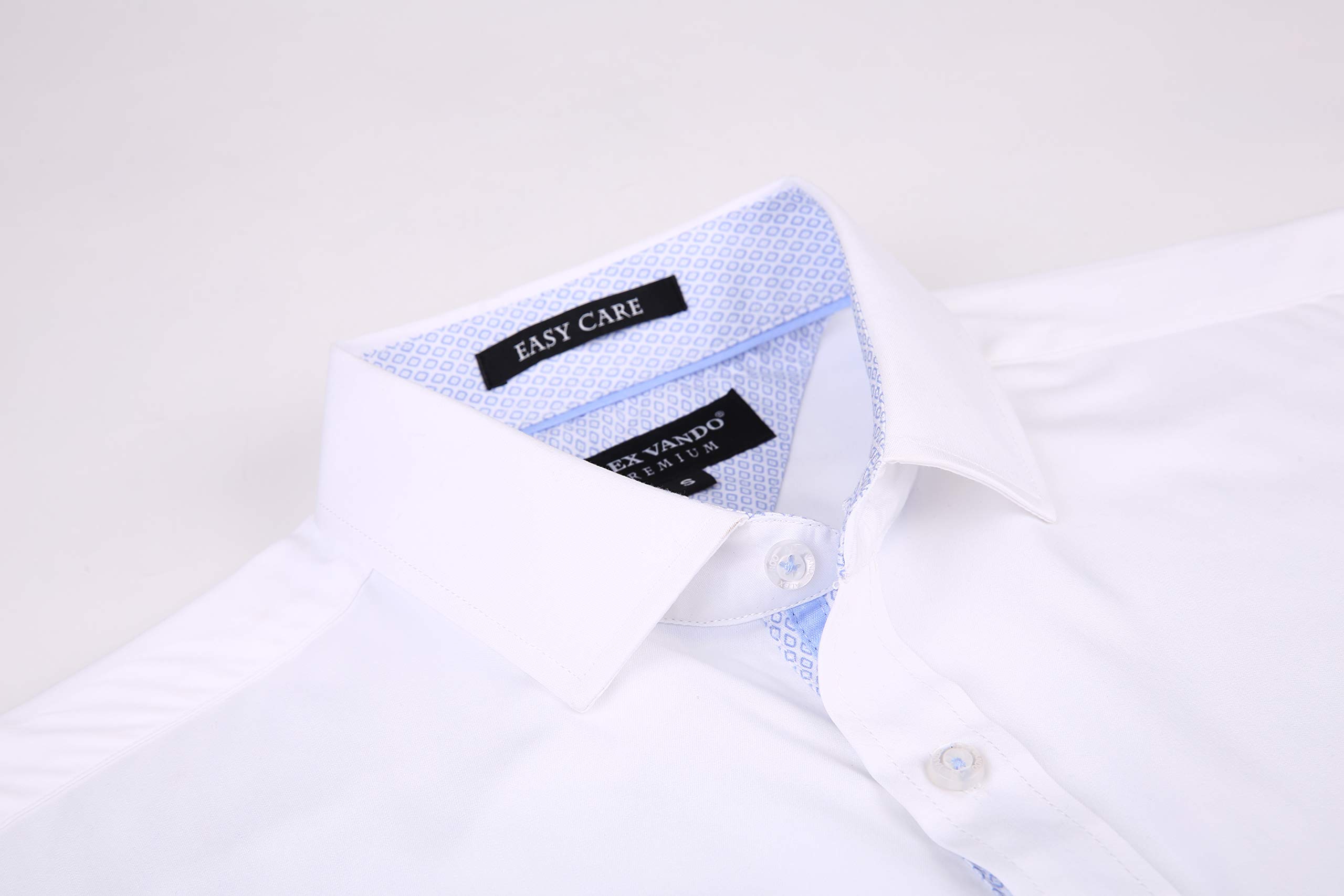Alex Vando Camisas de Vestir para Hombre Sin Arrugas Ajuste Regular Elástico de Bambú con Botones | Protección UV UPF30, tela suave que se cae, ribete interior de contraste, costuras finas