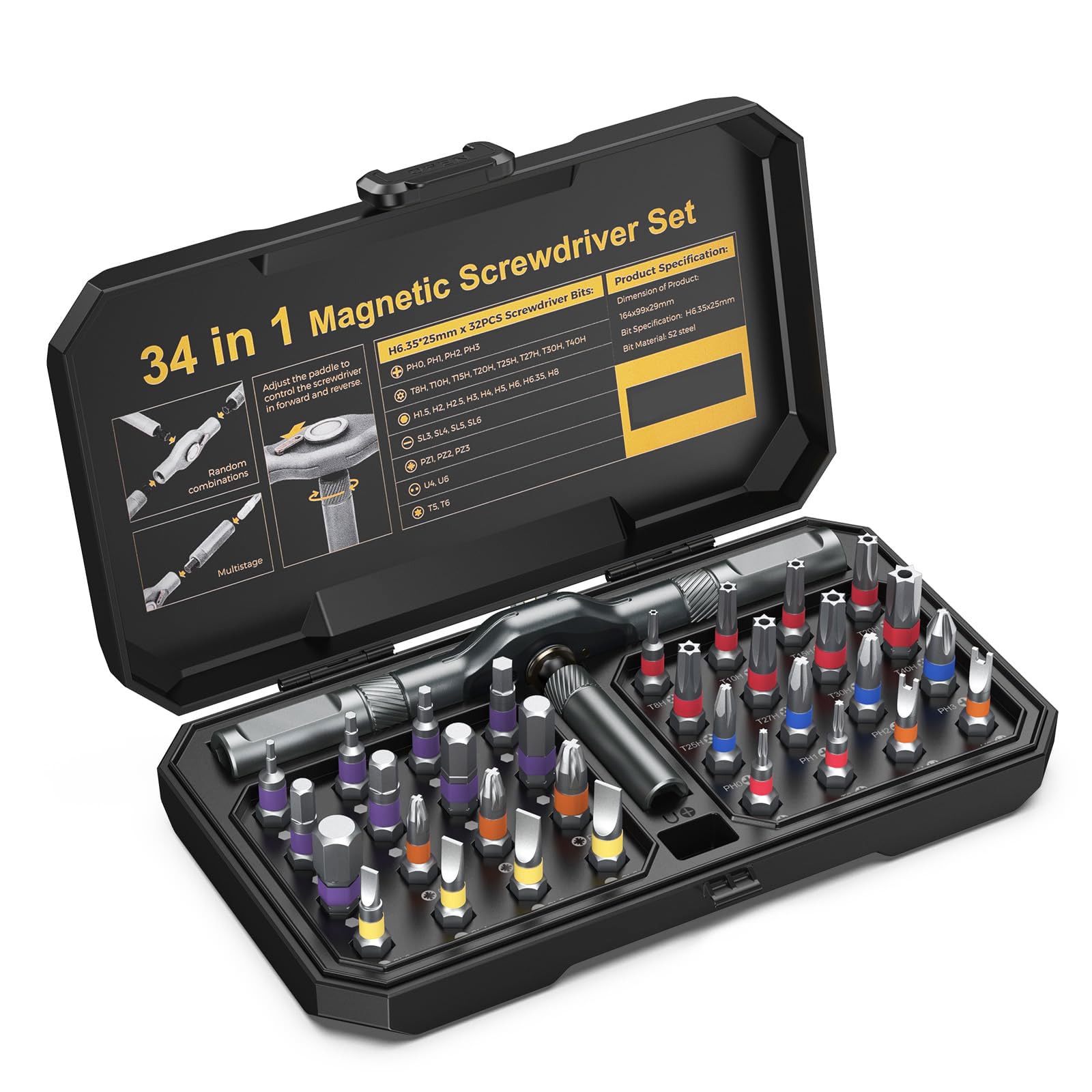 Amazon.com: ORIA Magnetic Screwdriver Set, 34 in 1 Ratchet