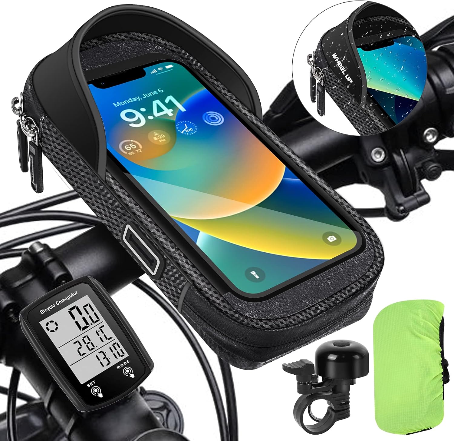 Borsa Da Telaio Impermeabile Per Bicicletta - 1.5L, Con Finestra Touch Screen Per Smartphone Fino A 6.8", Parasole, Foro Per Cuffie - 2