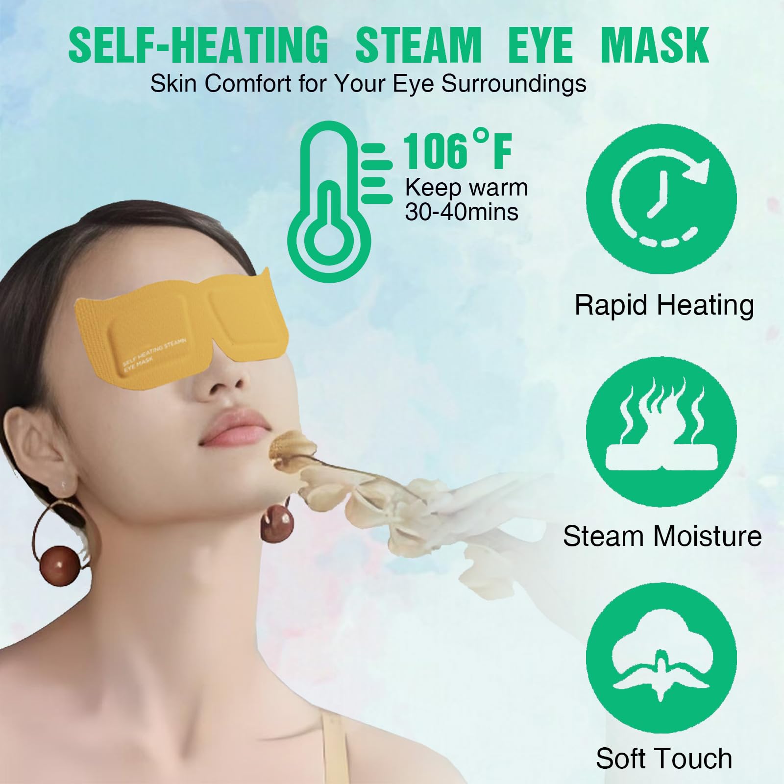 atnayo 20 Pcs Steam Eye Mask, Disposable Self Heating Eye Mask for Dry Eyes (Lavender & Chamomile), Multicolor - Image 3