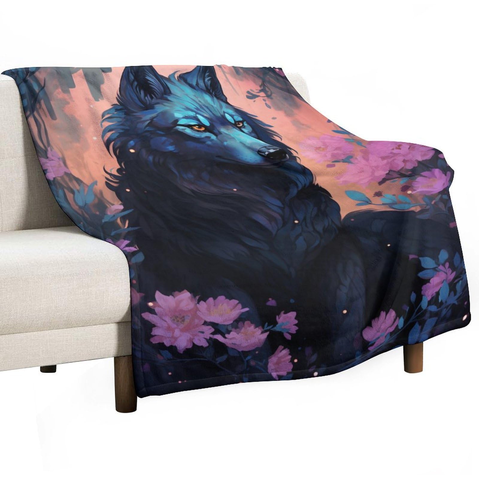 ECWECC Throw Blankets Wolf Wolve Animal Blanket Great Gifts for Fluffy Snugly Soft Warm Fuzzy Fleece for Kids Adults Travel Women Girls Christmas Birthdays 130x150cm