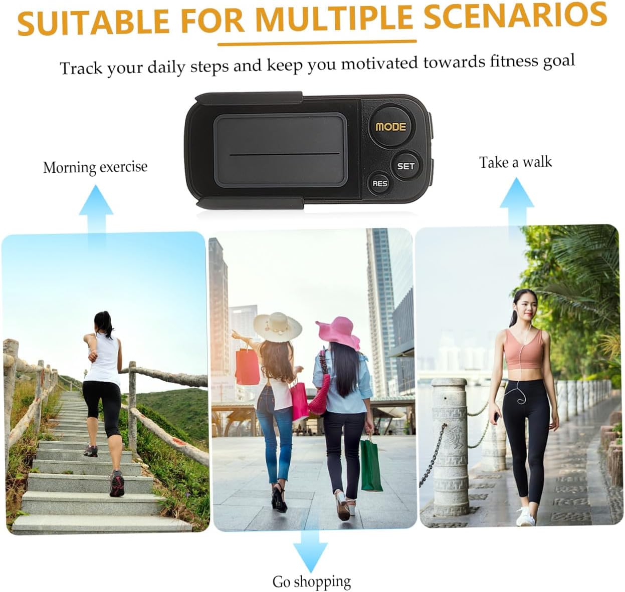 Mikikit 2pcs Clip-Type Walking Pedometer for Outdoor Fitness Screen Step Counter Accurate Calorie Tracker Lightweight and Portable Sports Accessory for Men Women and Boys and Girls
