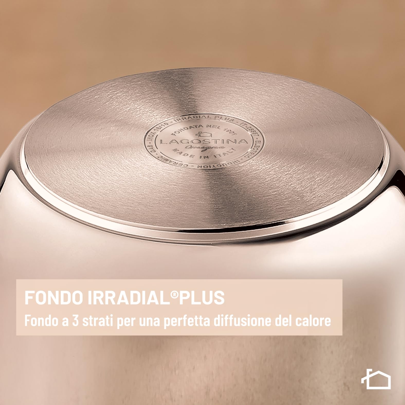 Lagostina Leggera, Pentola a Pressione 7 L in Acciaio Inox, Maniglie a Clip e Cestello Incluso, con Tecnologia Lagoeasy'up® e Fondo Irradial, Compatibile con Induzione