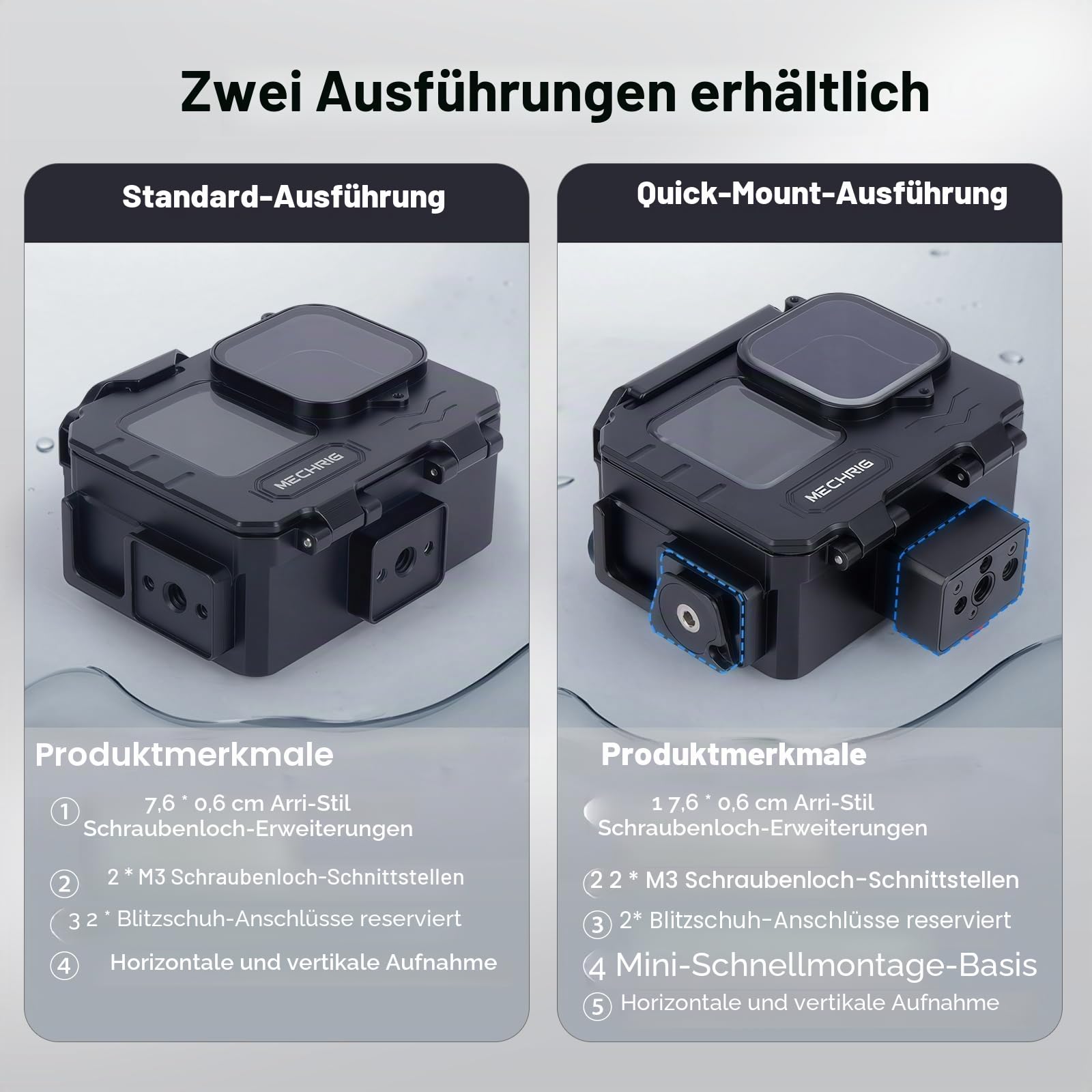 Wasserdichtes Aluminiumgehäuse für GoPro HERO13/HERO12/HERO11/HERO10/HERO9 Action-Kamera, 80 m tief, wasserdicht, Schalter (Standard-63071)