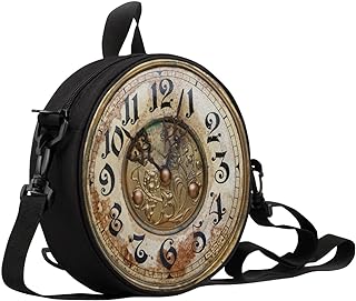 Women Novelty Round Clock Shape Zippered Clock Purses for Women Tote Han...
