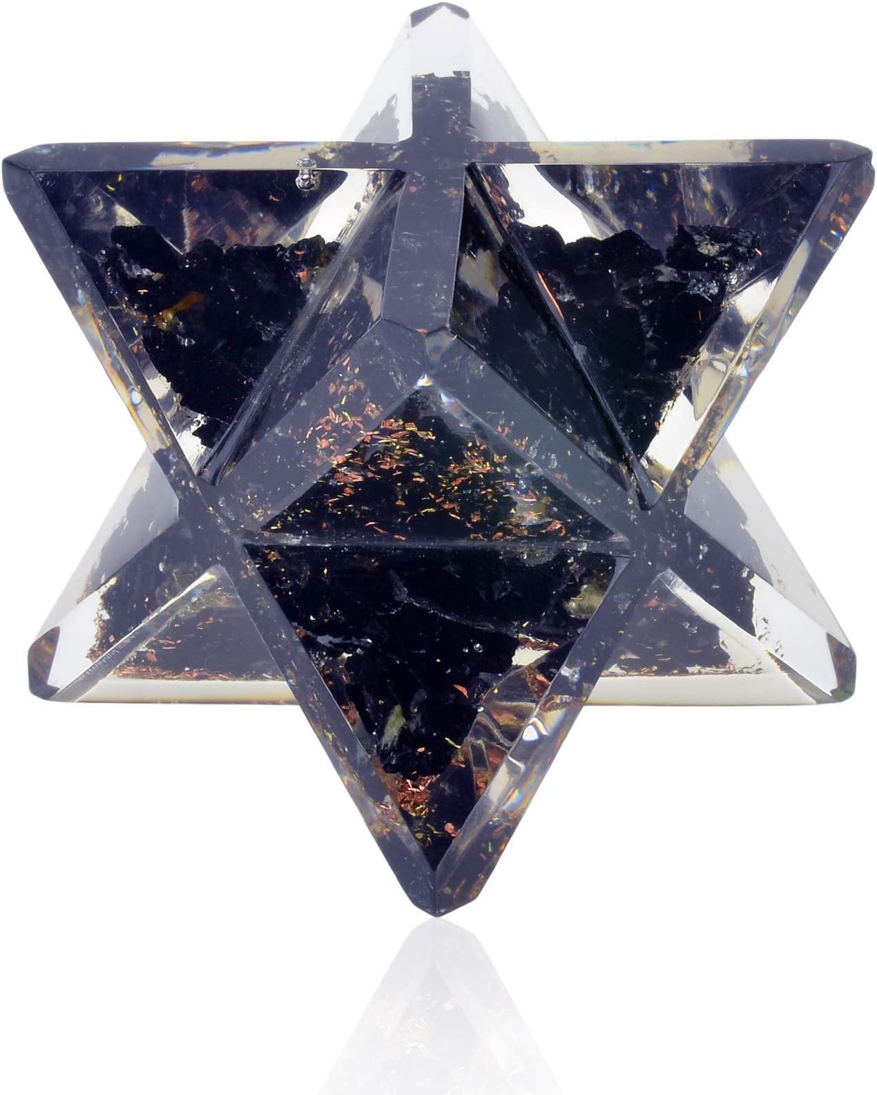 Orgonite Crystal Black Tourmaline Merkaba | Negative Aura Protection Meditation Energy Generator for Balancing Chakras