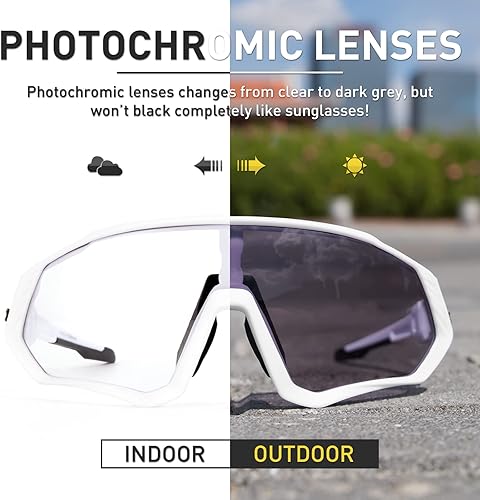 Miniatura 3 de KAPVOE Gafas de ciclismo fotocromáticas para hombres y mujeres, gafas de sol para bicicleta de montaña MTB, para bicicleta de montaña Clear - K9408
