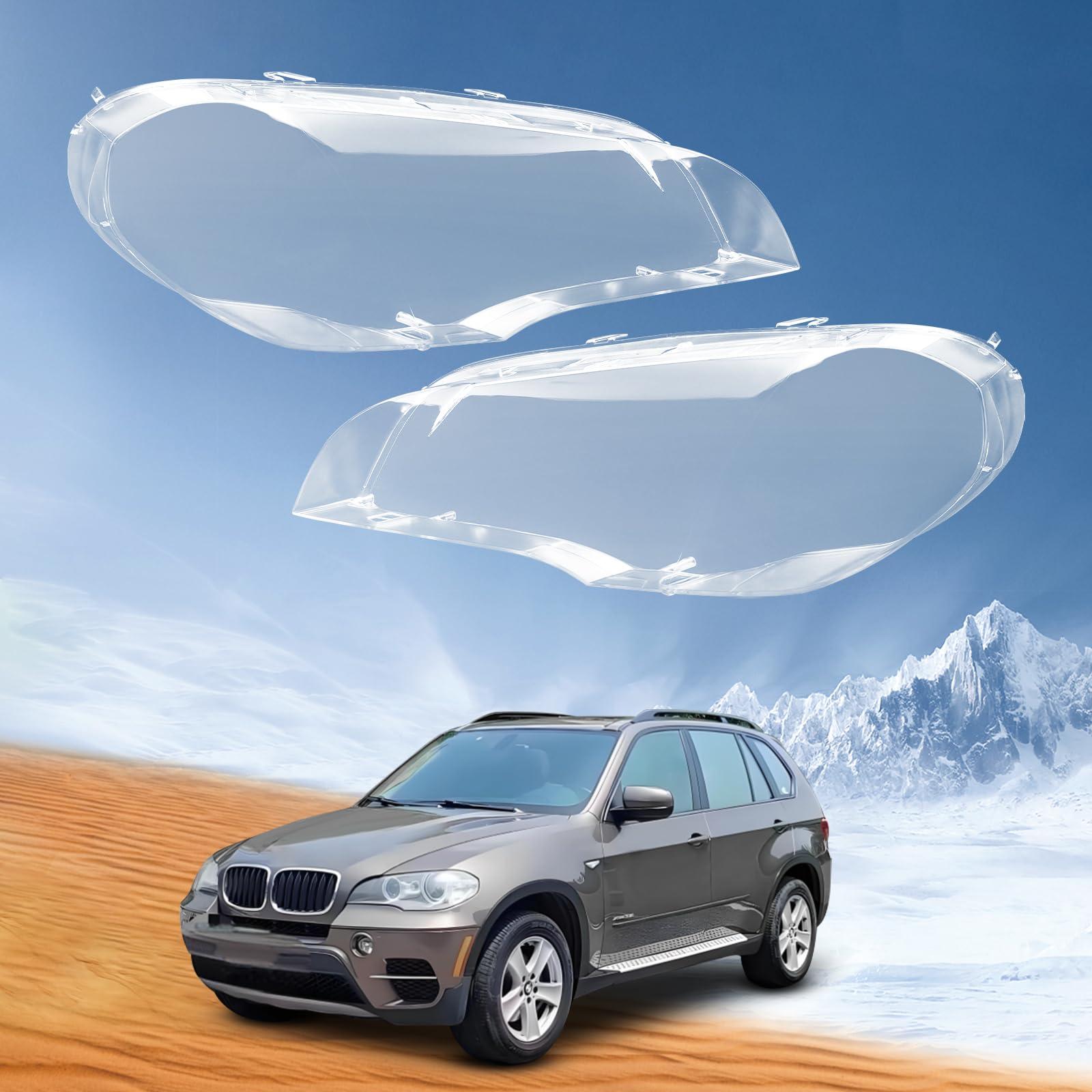 Juego de difusores de cristal para faros delanteros izquierdo y derecho, para faros delanteros transparentes, aptos para E7 Touring 2001 – 2010 (E7)