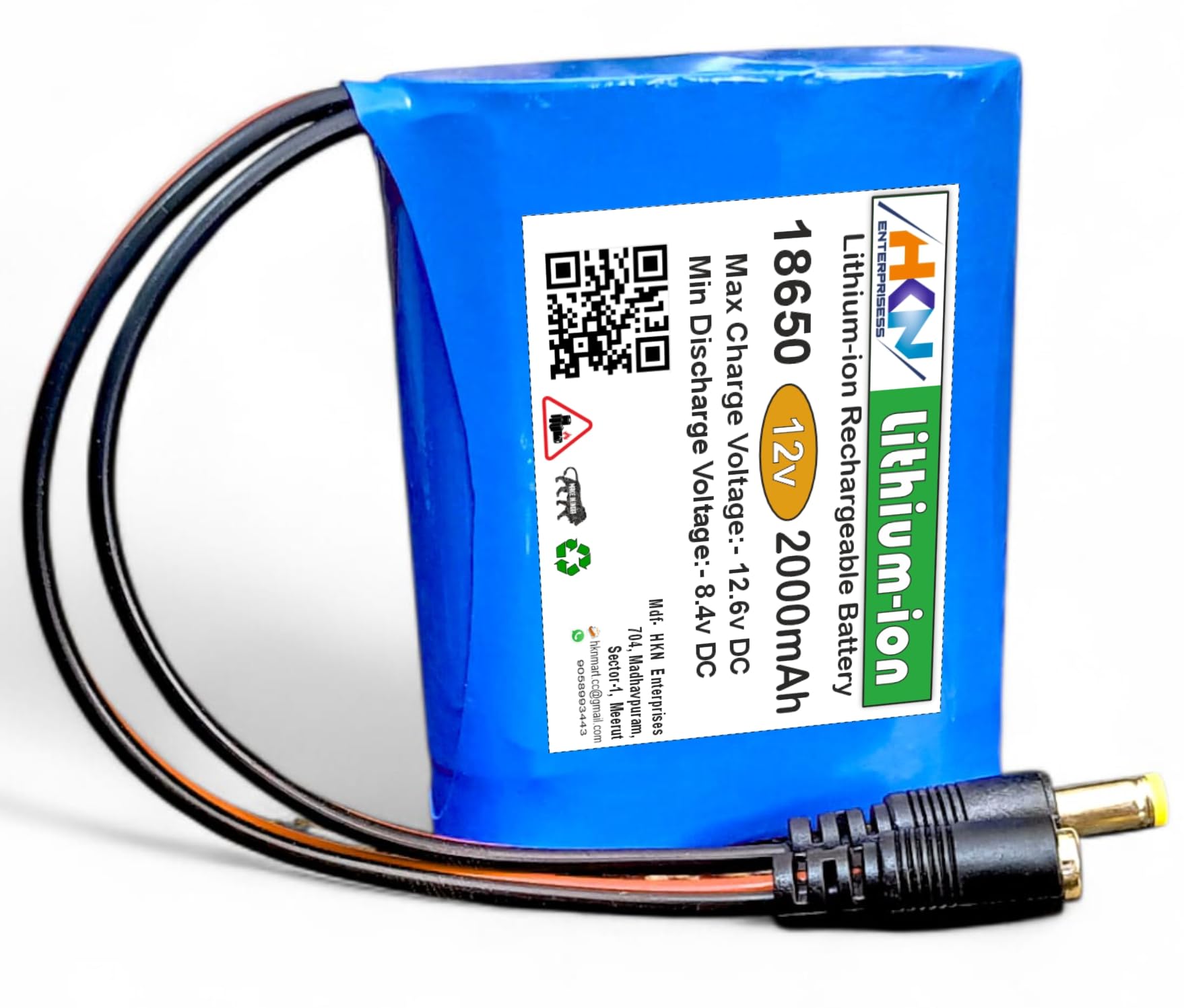 12V 2000mAh Rechargeable Lithium-ion Battery Pack with BMS | for LED Lights, DIY Projects, Robotics, CCTV & Solar Applications-image-1