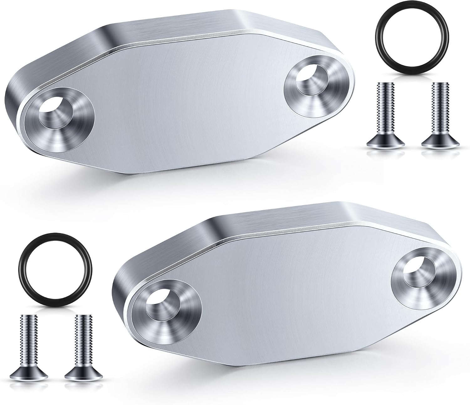 Saillong 2 Pack LS Billet Oil Cooler Block off Plate on Oil Pan LS Billet Port Plate Compatible with Gen III IV Series Engines LS3 LSX LS1 LS2 LS6 L9H LQ4 LQ9 L92 4.8L 5.3L 5.7L 6.0L 6.2L (Silver)