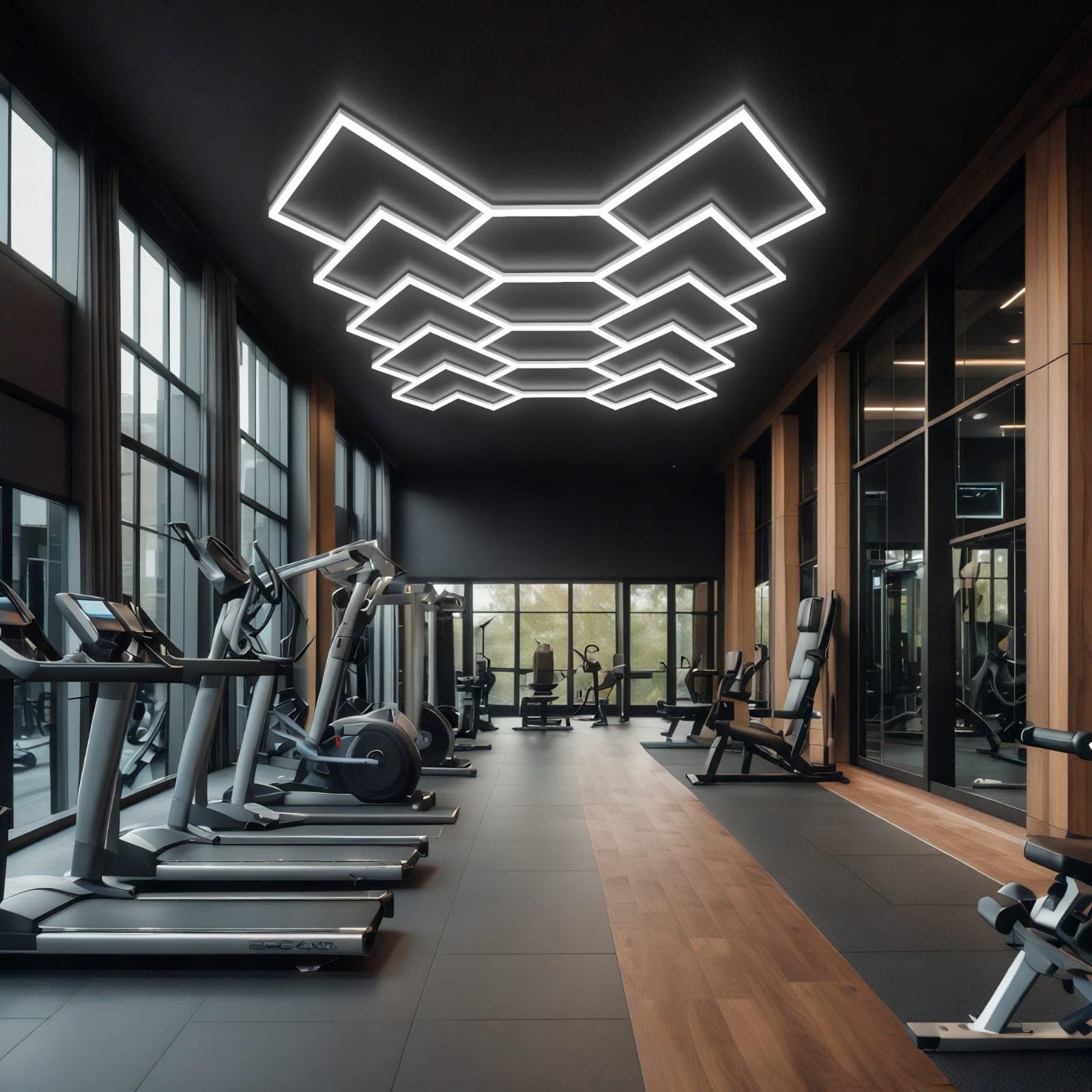 Led nido de abeja Diseño hexagonalecar Detailing Taller Autolavaje Carrocería Goma Oficina Rombo Pulido Coche Barber,Gimnasio (4,20 x 2,38 metros) (geometrico, 4.52x2,37 m)