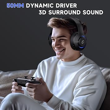syndesmos Wireless PS5 Headset, 2.4GHz Gaming Headset for PS5, PC, Switch, Bluetooth 5.3 Headphones with Noise Canceling Mic, 7.1 Surround Sound, Low-Latency, 45H Battery, Black
