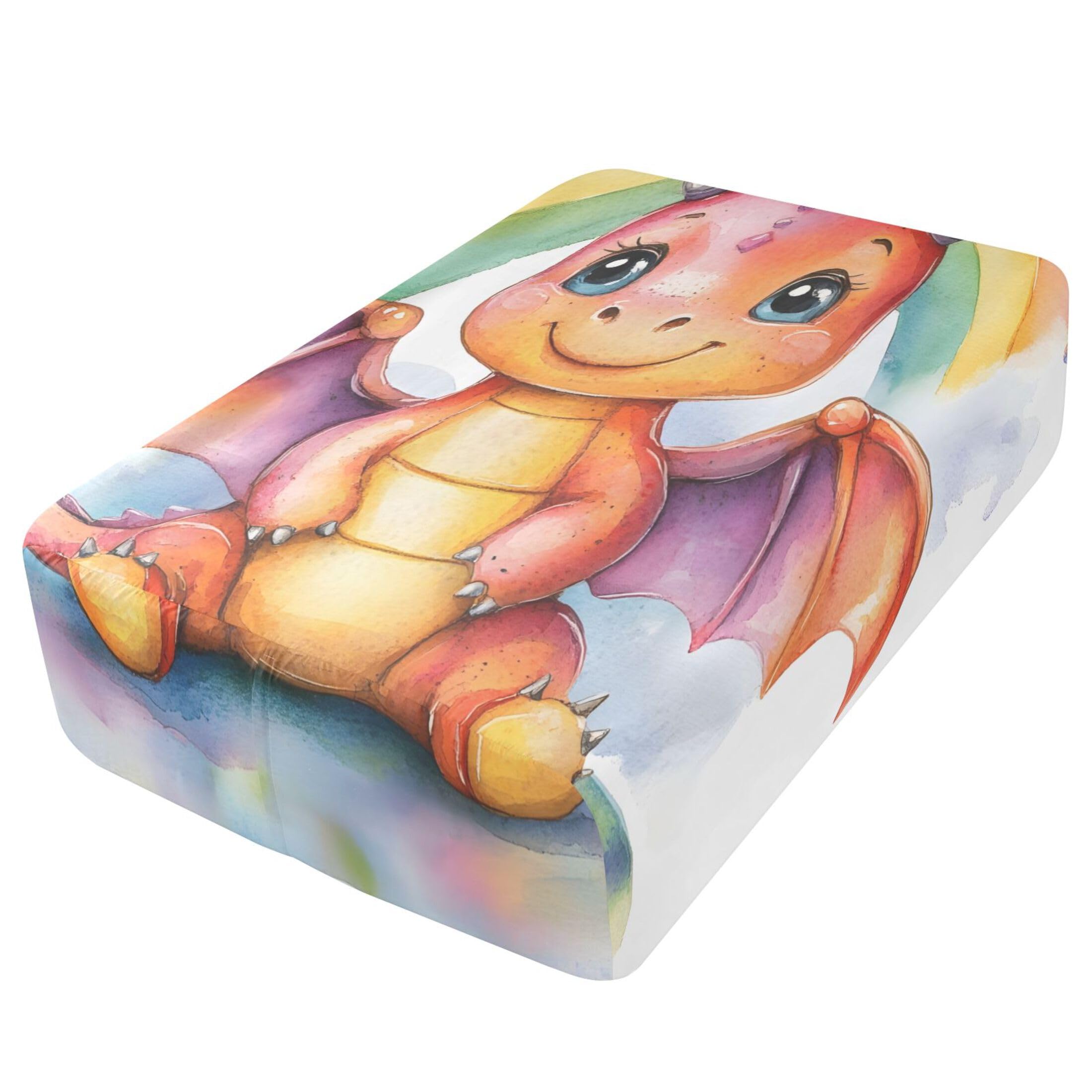 Sábana bajera tamaño individual con diseño de dragón de acuarela para colchón de aire, bolsillo extra profundo de 24 pulgadas, funda suave y transpirable con apertura de válvula de cremallera