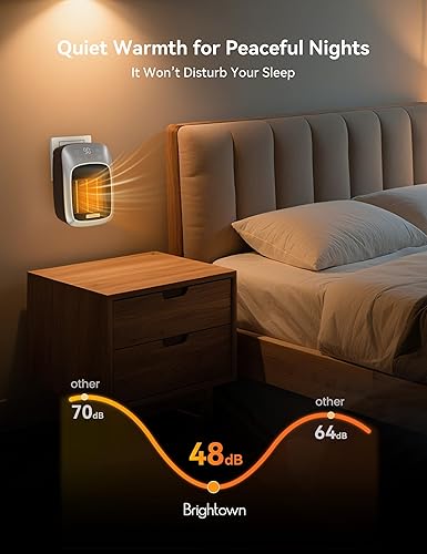 Miniatura 6 de Brightown Calentador de pared portátil enchufable para uso en interiores con termostato, calentador eléctrico pequeño de 800 W con control remoto,